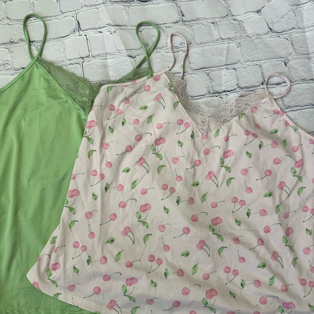 Cherry Print Mix and Match Green Lace Sleepwear Set - Picture 6 of 6